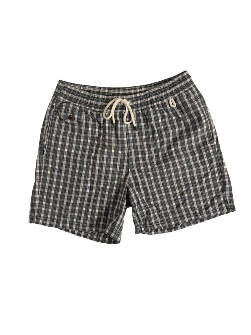 Polo Ralph Lauren Plaid Swim Trunks in Purple, Green & White